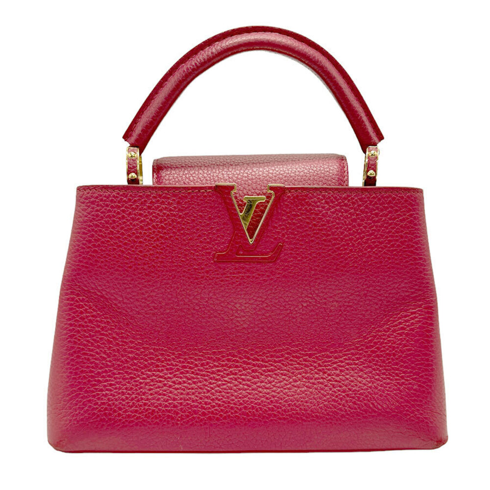 Louis Vuitton Capucines Leather Top Handle Bag Red